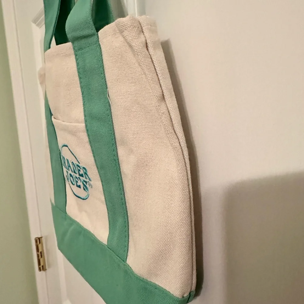 Trader Joe's Mini Canvas Tote Bag Pastel Mint Green - 2026 Limited Edition - Picture 6 of 9